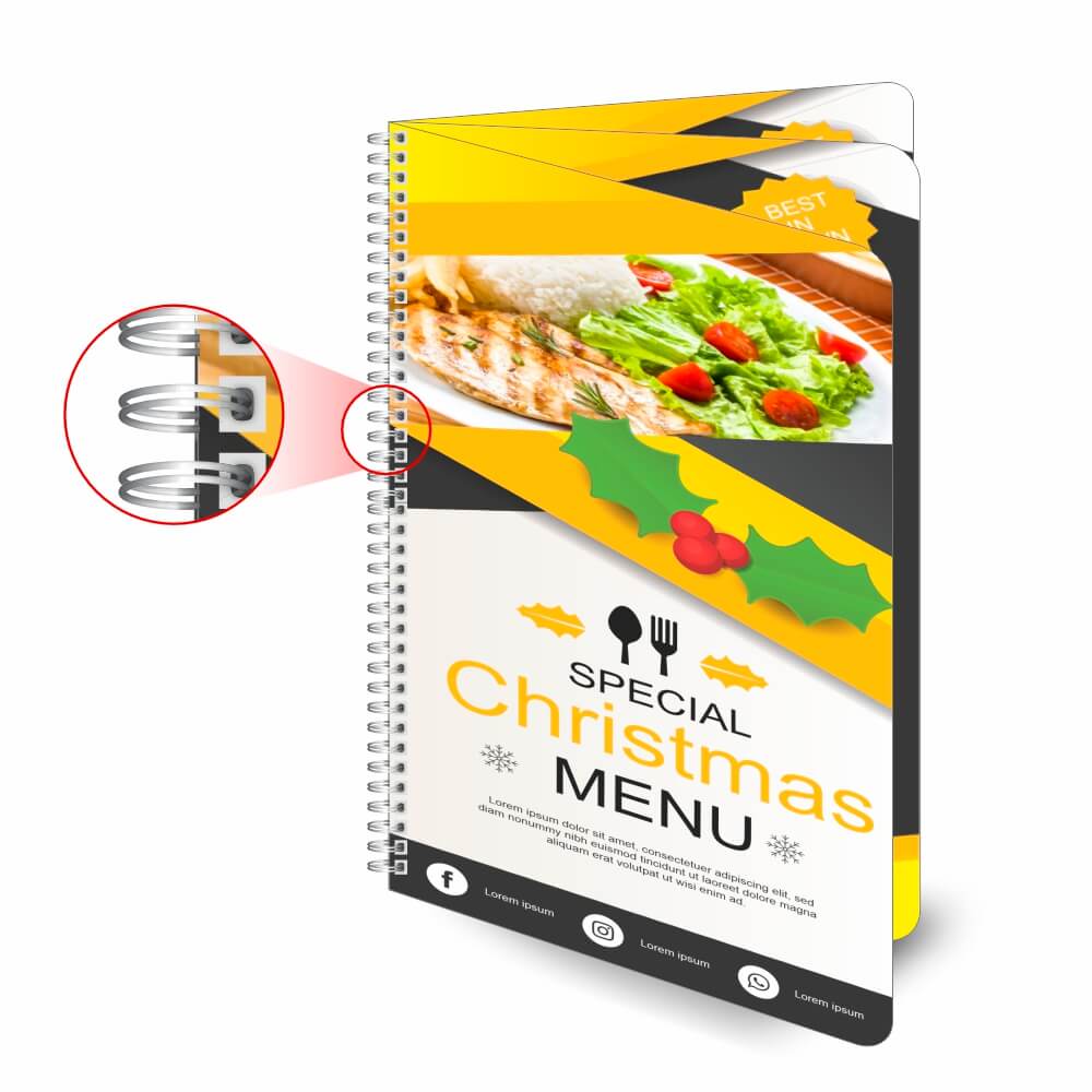 Cardápio Personalizados Wire 6 Paginas Couche 250G Tam – 15X21 – I 4X4